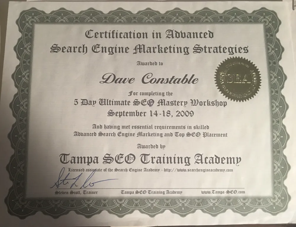 Certification in Advanced Search Engine Marketing Strategies certificate